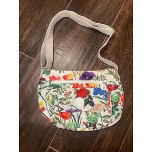 Kipling Floral Crossbody Bag White Multi Botanical Print Adjustable Strap Purse